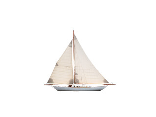 a model sailboat with white sails - Powered by Adobe