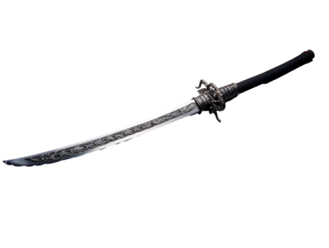 a sword with a black handle