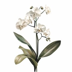 Orchid, isolated on white background, minimalism illustration