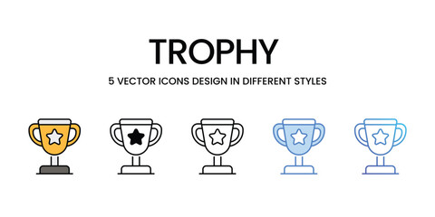 Trophy icons vector set stock illustration.