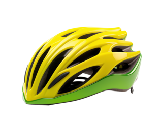 a yellow and green bicycle helmet