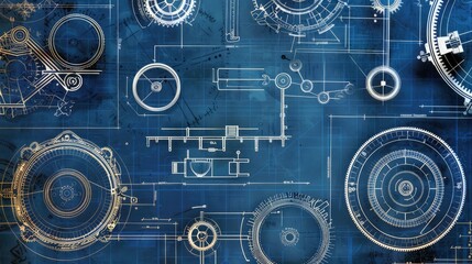 Close up image of technical blueprints in abstract innovation. Suitable for technology related contents.