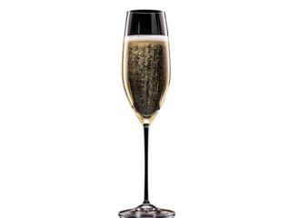 a glass of champagne with gold bubbles