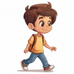 a cartoon boy walking, without any background, transparent images, 