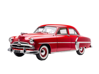 a red car with white wheels