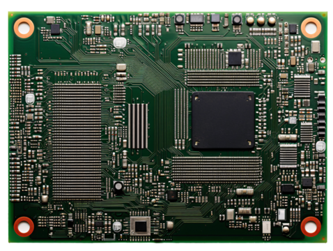 a green circuit board with many small chips