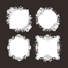 Hand Drawn Leaf and Flower Frame Background. Suitable for Wedding Invitation and Card