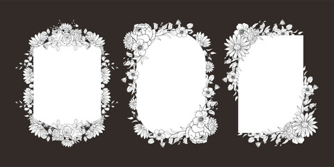 Hand Drawn Leaf and Flower Frame Background. Suitable for Wedding Invitation and Card