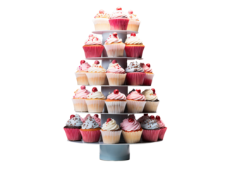 a tray of cupcakes on a white background