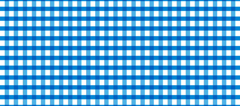 Blue gingham fabric square checkered seamless pattern vintage background.	