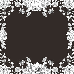 Fototapeta premium Hand Drawn Leaf and Flower Frame Background. Suitable for Wedding Invitation and Card