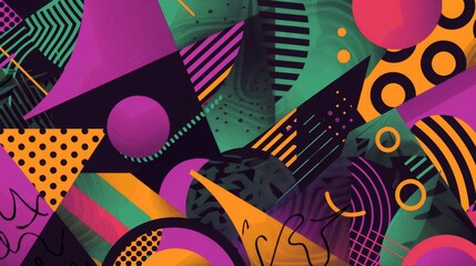 Colorful Geometric Abstract Background for Design, Card, or Poster with Bold Shapes and Patterns