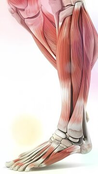 Quadriceps Femoris Muscle Fibers Highlighted on Blank Background