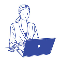 illustration Minimalist Line Art of a Woman Working