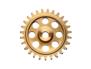 a gold gear with holes