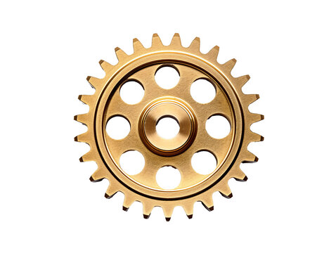 a gold gear with holes
