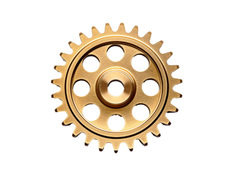 a gold gear with holes - Powered by Adobe