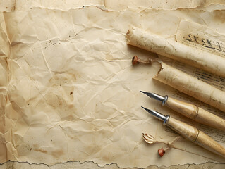 Classic American Holiday Image with Quill Pens and Parchment Elements