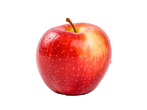 a red apple with water drops on it