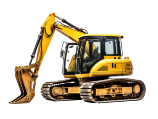 a yellow construction vehicle with a bucket