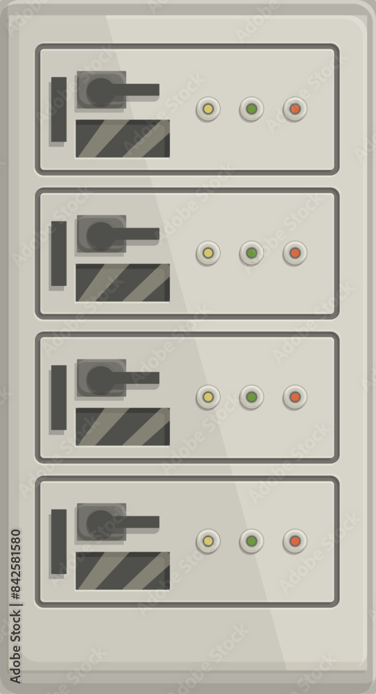 Poster control panel featuring multiple switches and lights is indicating the operational status of various