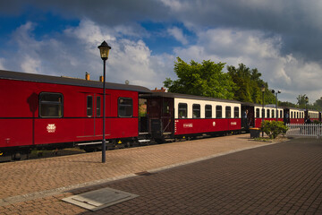 Mecklenburgische Bäderbahn, Zug, Dampflok, Kleinbahn Molli, Bahnhof Ostseebad Kühlungsborn Ost, Mecklenburg Vorpommern, Deutschland	