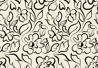 Abstract floral pattern. Leaves and flowers pattern.