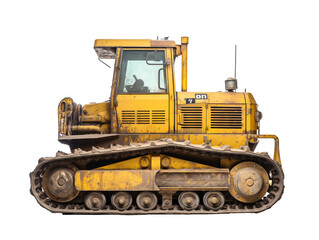 a yellow tractor with tracks