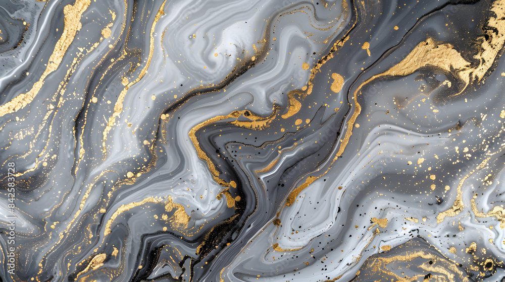 Wall mural abstract grey and gold painting. background for phone wallpaper. marble pattern with swirls