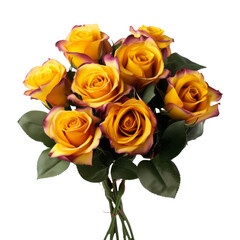 Bouquet of roses, side view isolated on transparent or white background