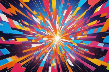 カラフルで明るいデジタルノイズのサンバースト背景画像