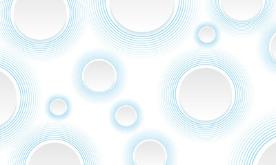 Grey paper geometric circles with minimal blue linear rings abstract background. Hi-tech modern vector design