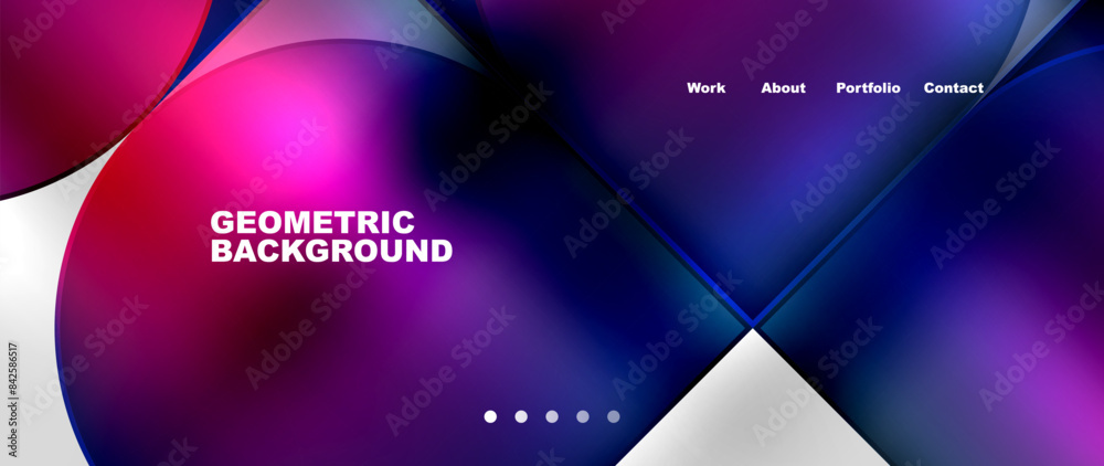 Poster bright colorful squares with round elements minimal geometric background. vector illustration for wa