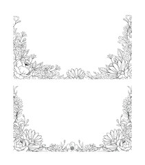 Hand Drawn Leaf and Flower Frame Background. Suitable for Wedding Invitation and Card