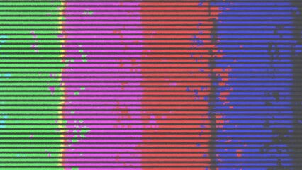 No signal, glitch retro TV screen. Distortion analog TV signal. Television error screen. SMPTE...
