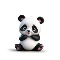 3d illustration of cute young panda icon