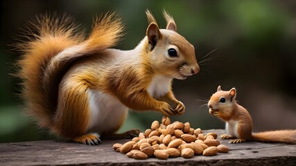 Ai generative, squirrel eating nut