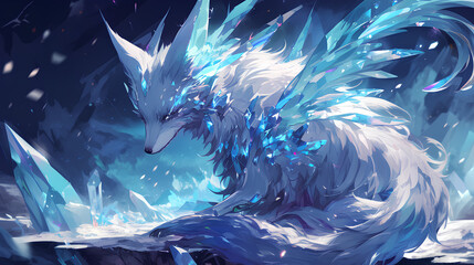 a fox monster whose body is covered with crystals