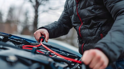 Car Battery Jump Start Cables Connection Automotive Maintenance Safety Procedure