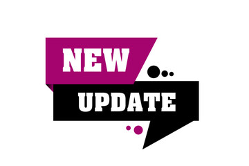 new update sticker inscription advertising on a transparent background