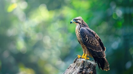 Fototapeta premium Majestic Eagle Perched in Lush Forest at Sunset