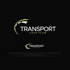 truck trailer transport logistics, delivery, express, cargo company, fast shipping, design template logo illustration silhouette, emblem isolated on dark