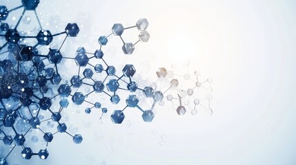 Abstract 3D Molecular Structure Illustration with White Background for Science, Technology, and Medical Concepts
