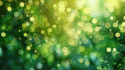 Abstract green background with bokeh lights created digitally