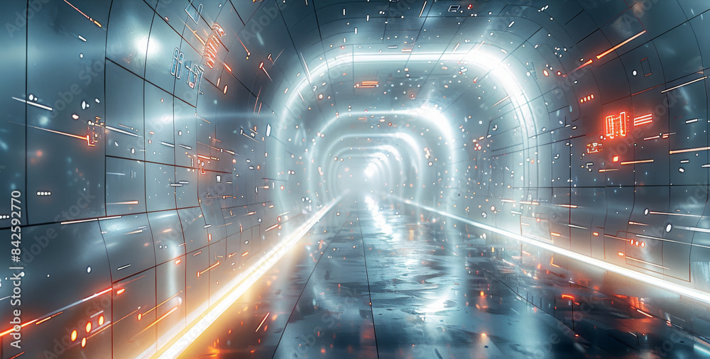 Poster A background with a full sense of technology. Don't have too many complex elements. The background should have a sense of speed. Generative AI.