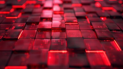 Obraz premium Red glass cubes pattern with reflections and lights. A