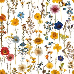 pressed flower colorful pattern texture wallpaper on white background, ai