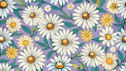 seamless pattern of a daisy flower