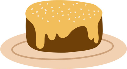 Chocolate cake Picnic colorful doodle icon. Outdoor Vector illustration. Hand drawn flat style.