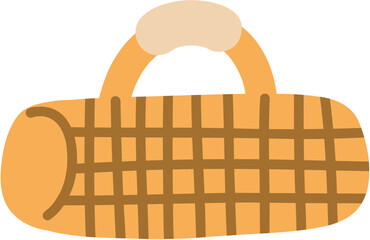 Bag Picnic colorful doodle icon. Outdoor Vector illustration. Hand drawn flat style.